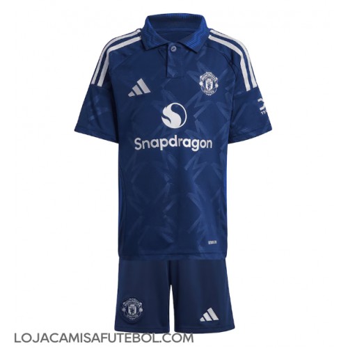 Camisa de Futebol Manchester United Equipamento Secundário Infantil 2024-25 Manga Curta (+ Calças curtas)